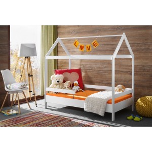 Lit cabane pour enfant 80x160 collection MOGWAI. coloris blanc.