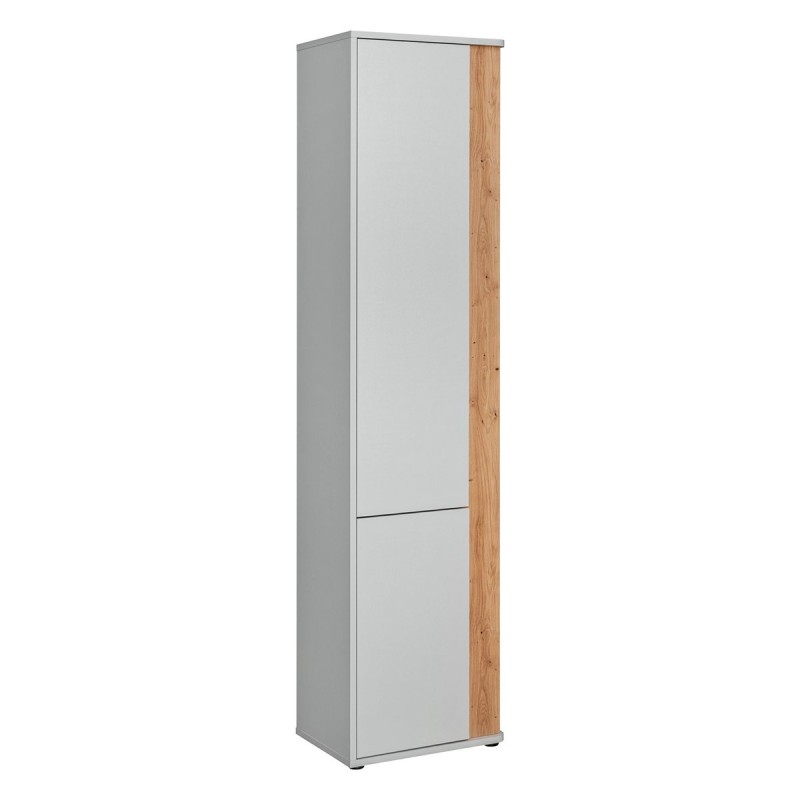 Armoire chambre d'enfant design coloris gris et chêne avec 2 portes battantes collection BIBOU.