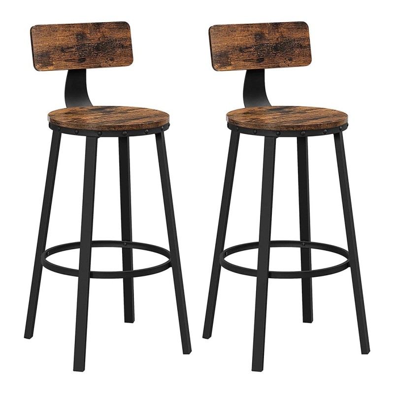 Lot de 2 Tabourets style industriel en métal et bois collection DAKOTA.