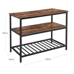 Desserte de cuisine style industriel collection TAMPA structure en métal noir et plateau en bois.