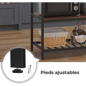 Desserte de cuisine style industriel collection TAMPA structure en métal noir et plateau en bois.