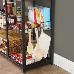 Desserte de cuisine collection TAMPA style industriel. Structure en métal noir et plateau en bois.