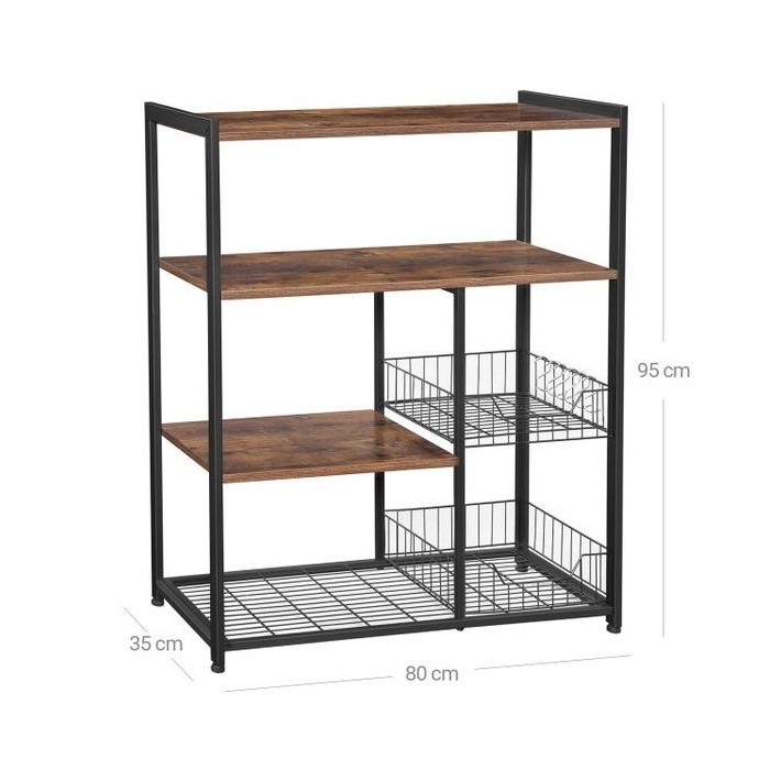 Desserte de cuisine collection TAMPA style industriel. Structure en métal noir et plateau en bois.