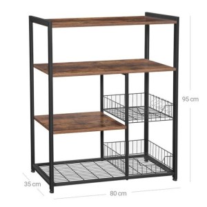 Desserte de cuisine collection TAMPA style industriel. Structure en métal noir et plateau en bois.