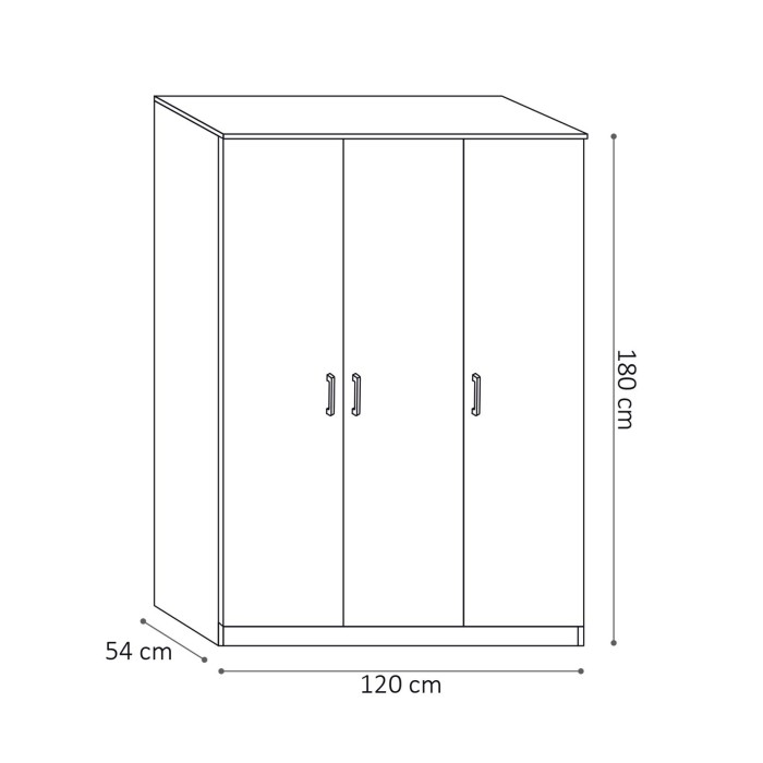 Garde Robe REY, armoire 3 portes idéal pour votre entrée, votre buanderie ou votre sdb