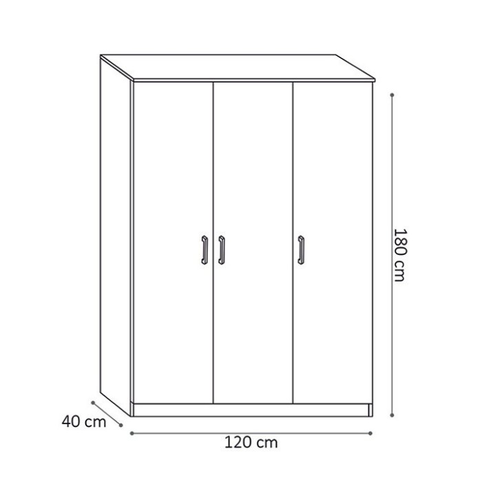 Garde Robe REY, armoire 3 portes idéal pour votre entrée, votre buanderie ou votre sdb