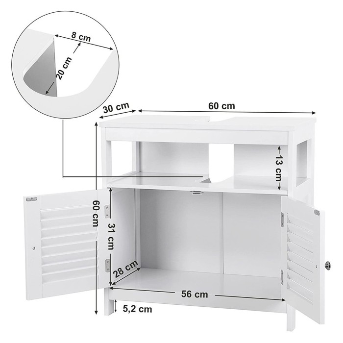 Meuble sous lavabo coloris blanc collection CLEAN - Meuble de salle de bain