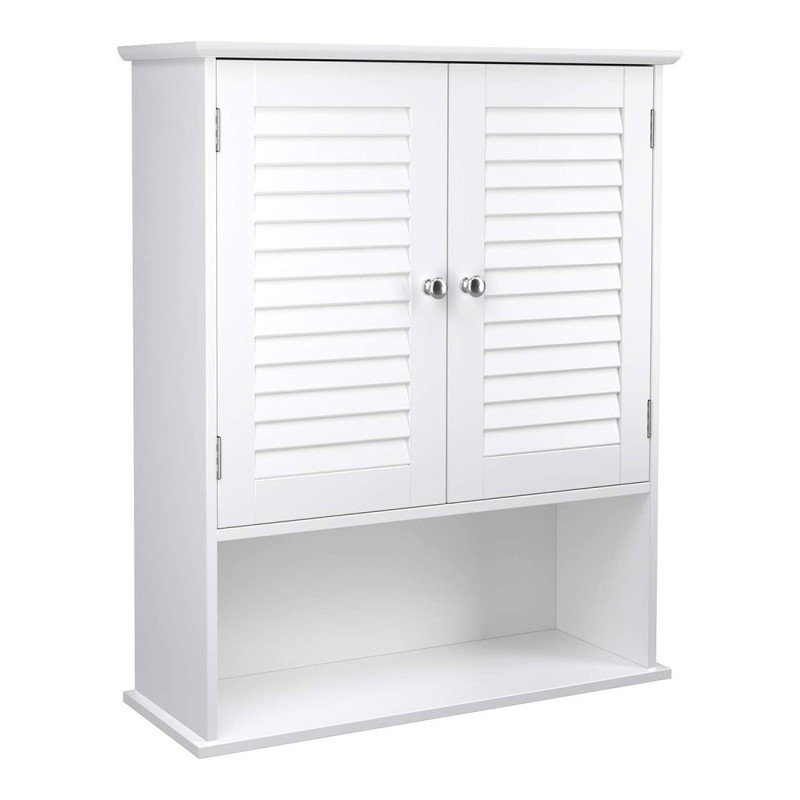 Armoire suspendue deux portes et une niche pour salle de bain coloris blanc collection CLEAN
