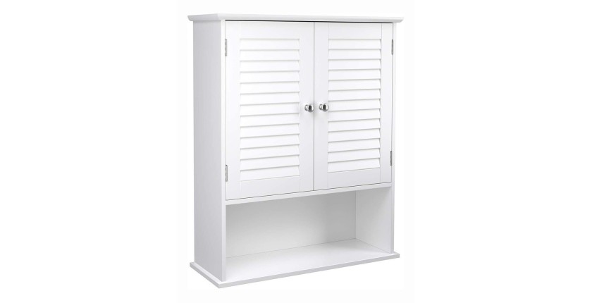 Armoire suspendue deux portes et une niche pour salle de bain coloris blanc collection CLEAN