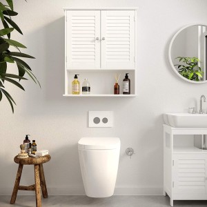Armoire suspendue deux portes et une niche pour salle de bain coloris blanc collection CLEAN