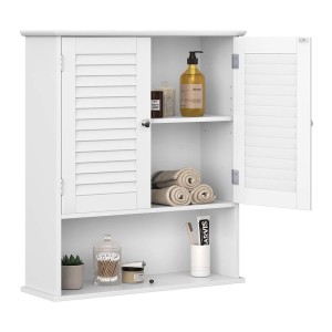 Armoire suspendue deux portes et une niche pour salle de bain coloris blanc collection CLEAN