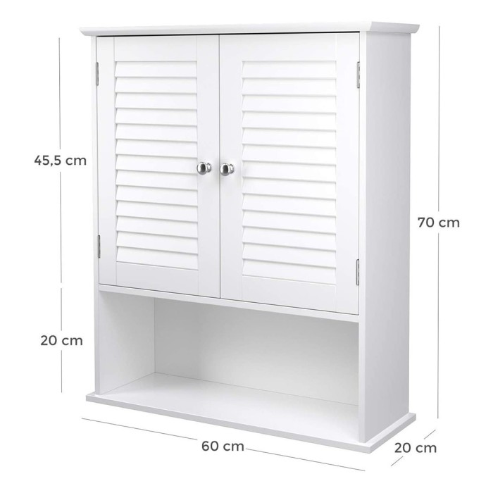 Armoire suspendue deux portes et une niche pour salle de bain coloris blanc collection CLEAN