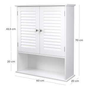 Armoire suspendue deux portes et une niche pour salle de bain coloris blanc collection CLEAN