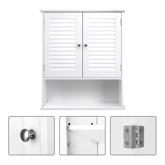 Armoire suspendue deux portes et une niche pour salle de bain coloris blanc collection CLEAN