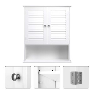 Armoire suspendue deux portes et une niche pour salle de bain coloris blanc collection CLEAN