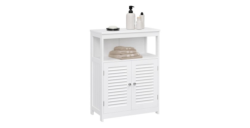 Placard deux portes style persienne et une niche pour salle de bain coloris blanc collection CLEAN