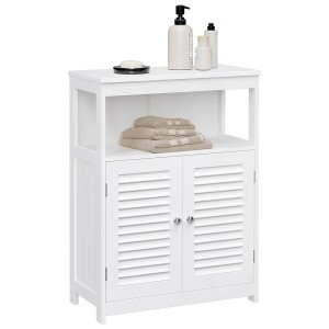 Placard deux portes style persienne et une niche pour salle de bain coloris blanc collection CLEAN