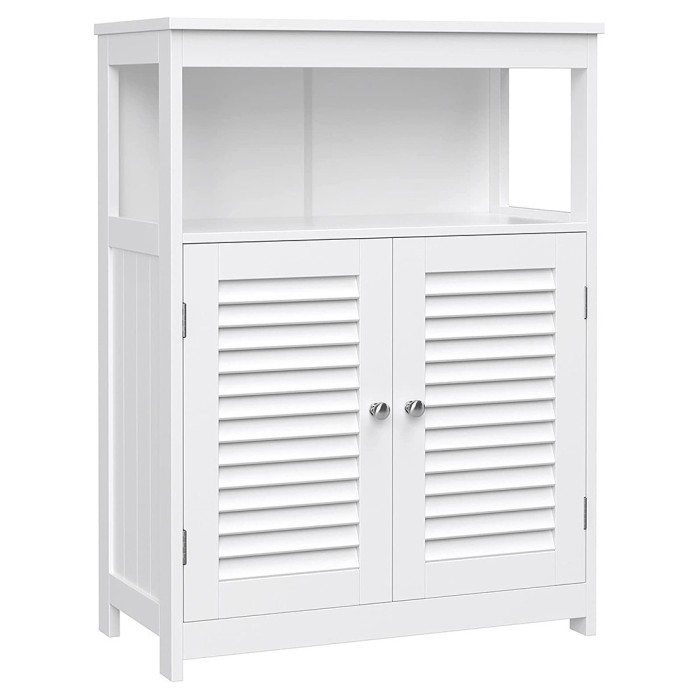 Placard deux portes style persienne et une niche pour salle de bain coloris blanc collection CLEAN