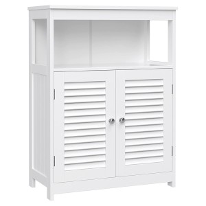 Placard deux portes style persienne et une niche pour salle de bain coloris blanc collection CLEAN