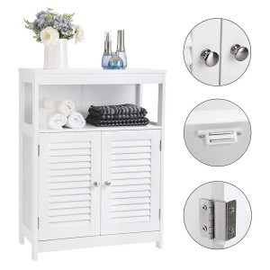 Placard deux portes style persienne et une niche pour salle de bain coloris blanc collection CLEAN