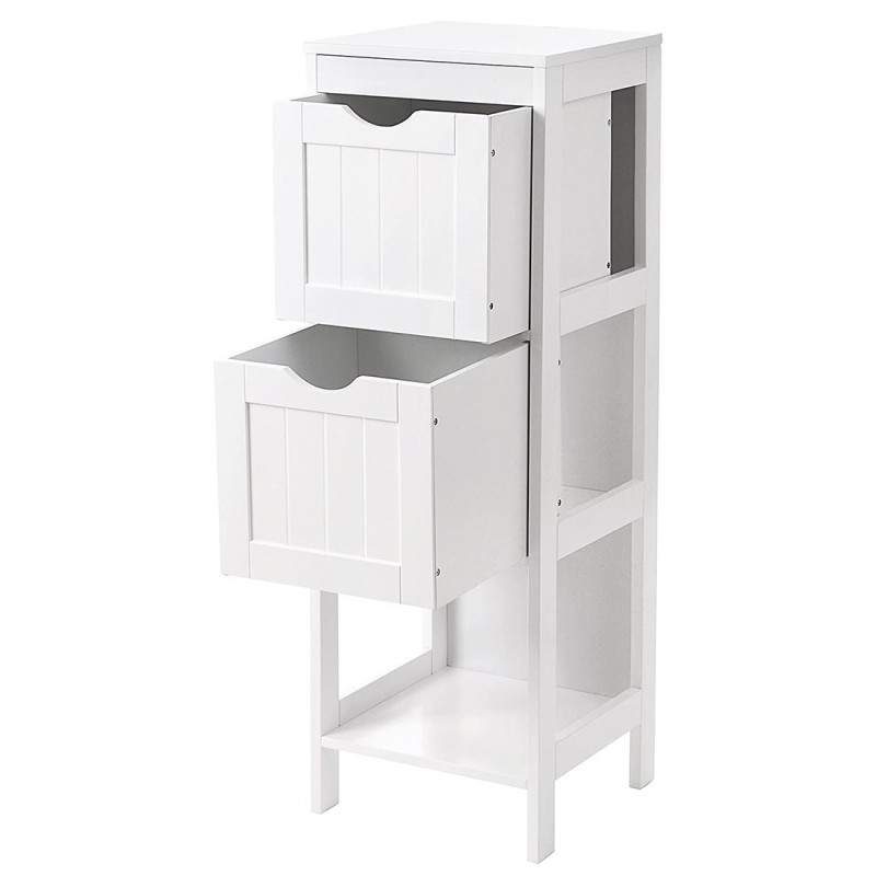Meuble de rangement pour salle de bain deux tiroirs coloris blanc collection CLEAN
