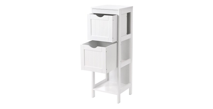 Meuble de rangement pour salle de bain deux tiroirs coloris blanc collection CLEAN
