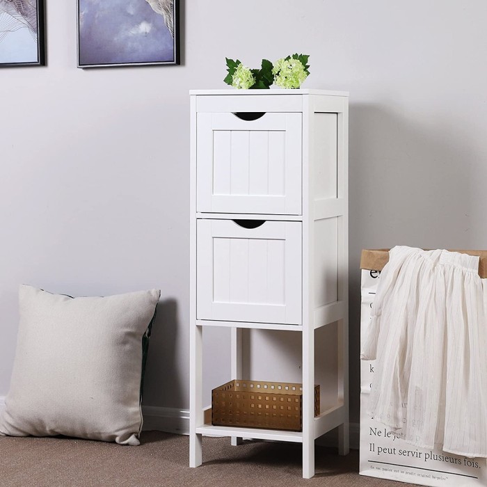 Meuble de rangement pour salle de bain deux tiroirs coloris blanc collection CLEAN