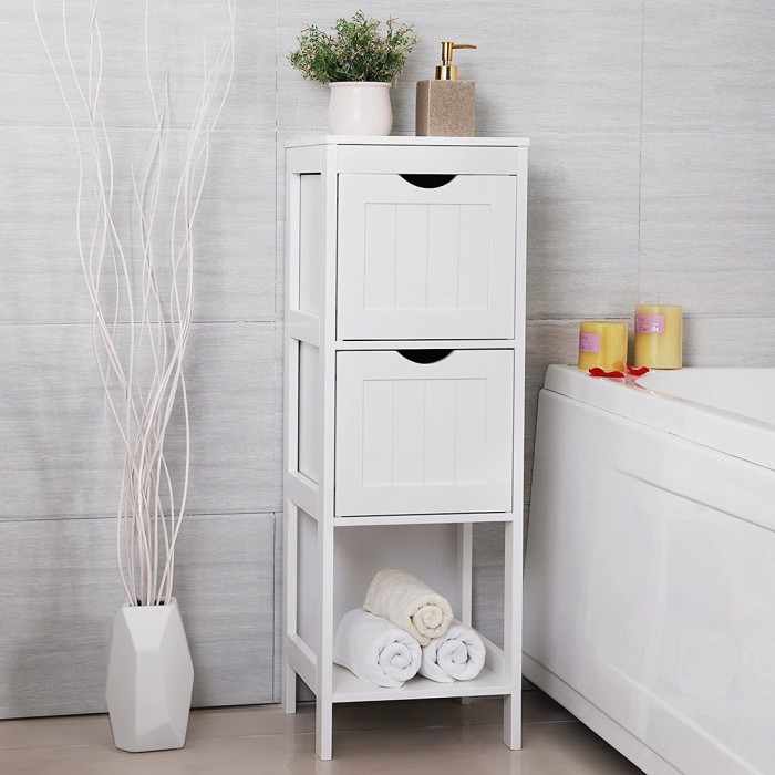 Meuble de rangement pour salle de bain deux tiroirs coloris blanc collection CLEAN
