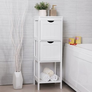 Meuble de rangement pour salle de bain deux tiroirs coloris blanc collection CLEAN