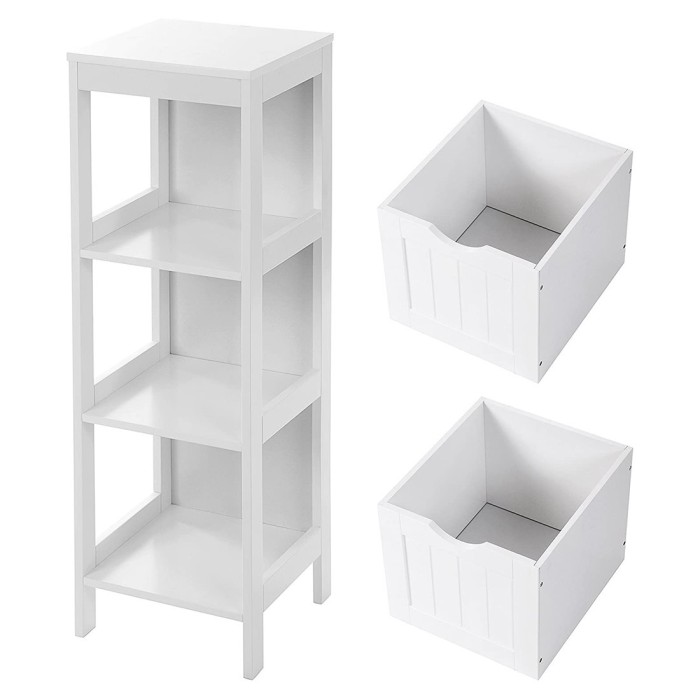 Meuble de rangement pour salle de bain deux tiroirs coloris blanc collection CLEAN