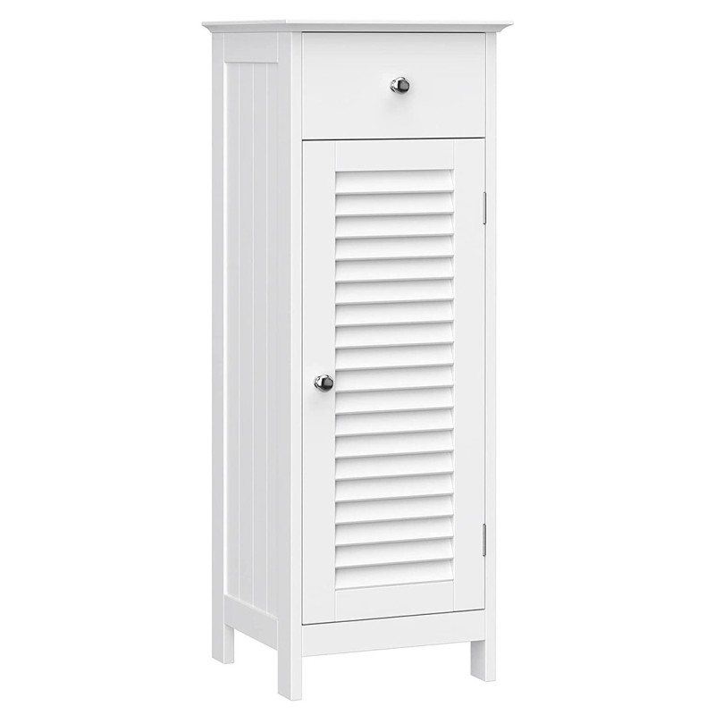 Meuble de rangement pour salle de bain un tiroir et une porte battante coloris blanc collection CLEAN