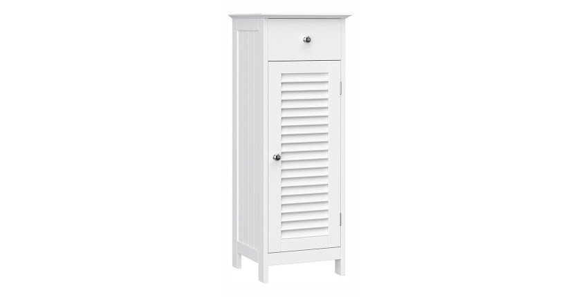 Meuble de rangement pour salle de bain un tiroir et une porte battante coloris blanc collection CLEAN