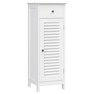 Meuble de rangement pour salle de bain un tiroir et une porte battante coloris blanc collection CLEAN