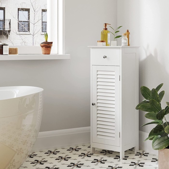 Meuble de rangement pour salle de bain un tiroir et une porte battante coloris blanc collection CLEAN