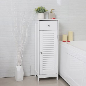 Meuble de rangement pour salle de bain un tiroir et une porte battante coloris blanc collection CLEAN
