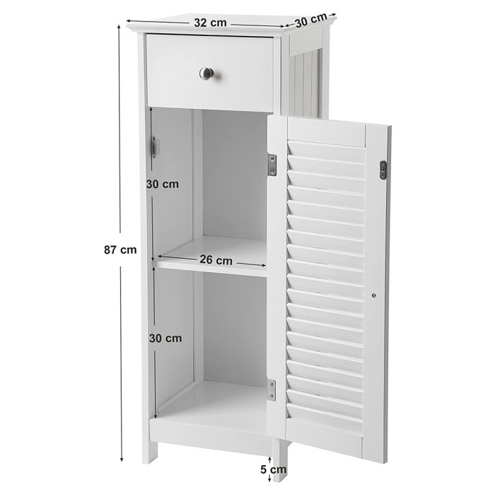 Meuble de rangement pour salle de bain un tiroir et une porte battante coloris blanc collection CLEAN