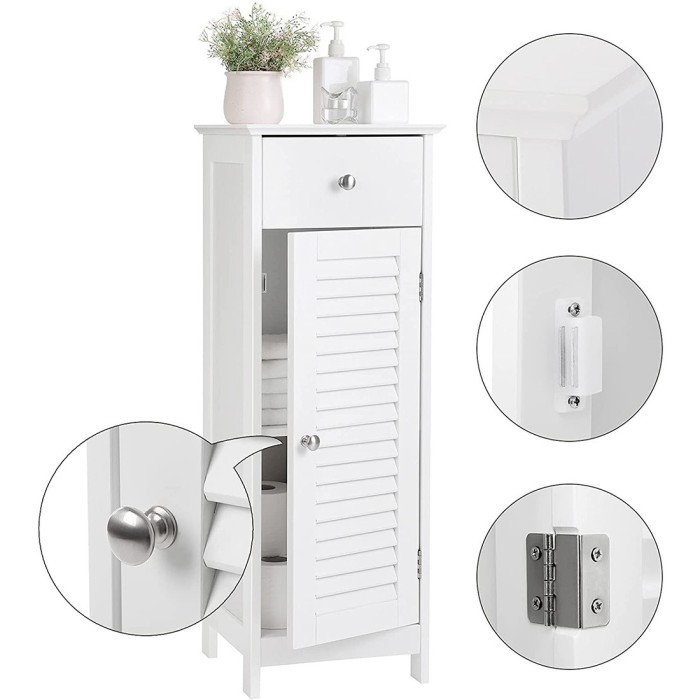 Meuble de rangement pour salle de bain un tiroir et une porte battante coloris blanc collection CLEAN