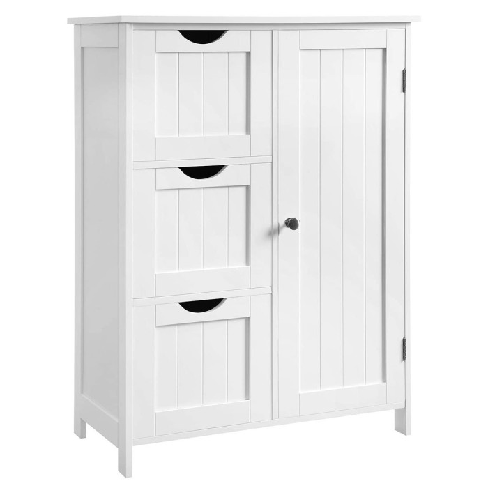 Meuble de rangement pour salle de bain trois tiroirs et une porte coloris blanc collection CLEAN