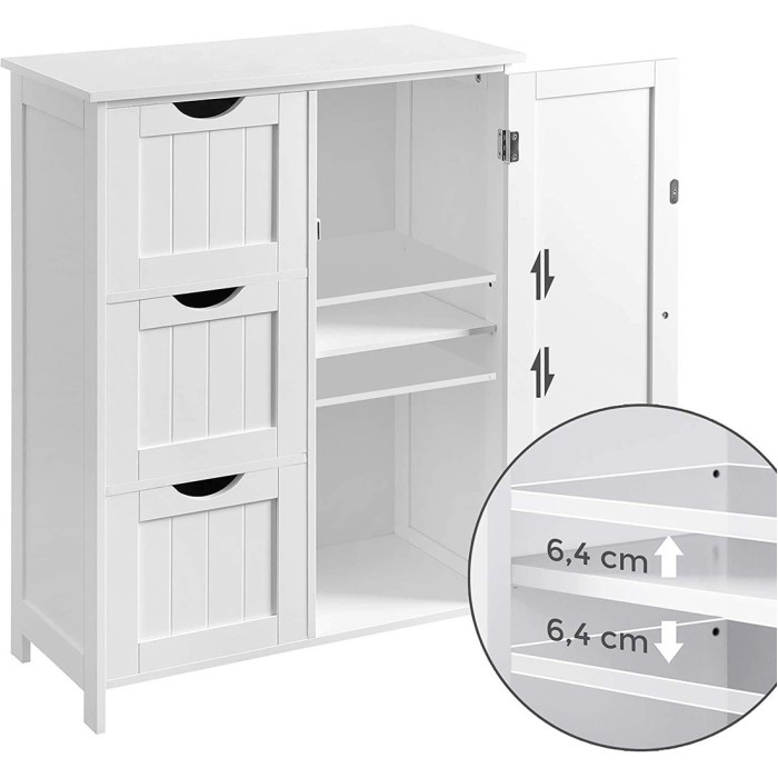 Meuble de rangement pour salle de bain trois tiroirs et une porte coloris blanc collection CLEAN