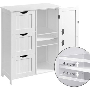 Meuble de rangement pour salle de bain trois tiroirs et une porte coloris blanc collection CLEAN
