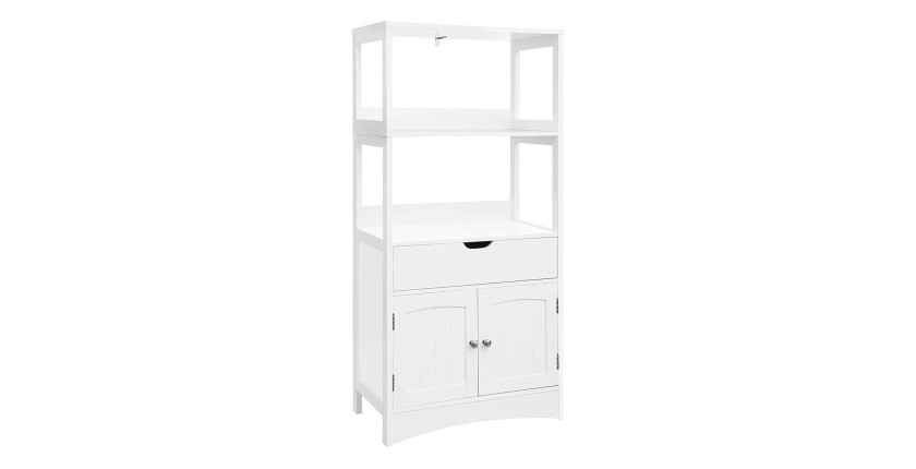 Meuble de rangement avec un tiroir, deux portes et deux niches coloris blanc. Collection CLEAN