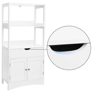 Meuble de rangement avec un tiroir, deux portes et deux niches coloris blanc. Collection CLEAN