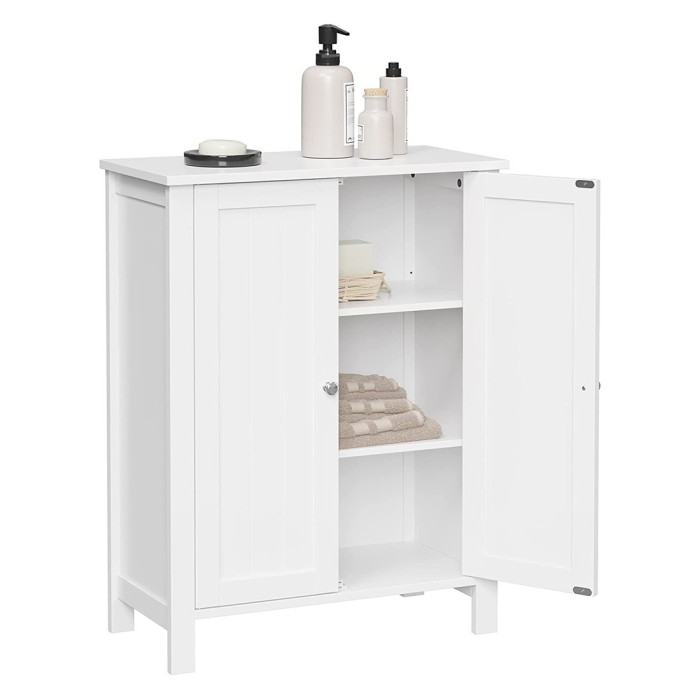 Placard de salle de bain collection CLEAN coloris blanc. Deux portes battantes