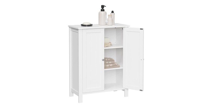 Placard de salle de bain collection CLEAN coloris blanc. Deux portes battantes