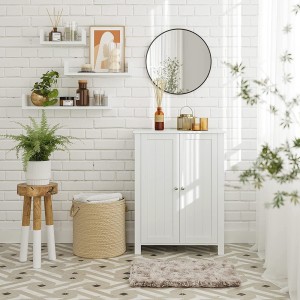 Placard de salle de bain collection CLEAN coloris blanc. Deux portes battantes