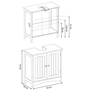 Ensemble de trois meubles de salle de bain collection CLEAN coloris blanc.