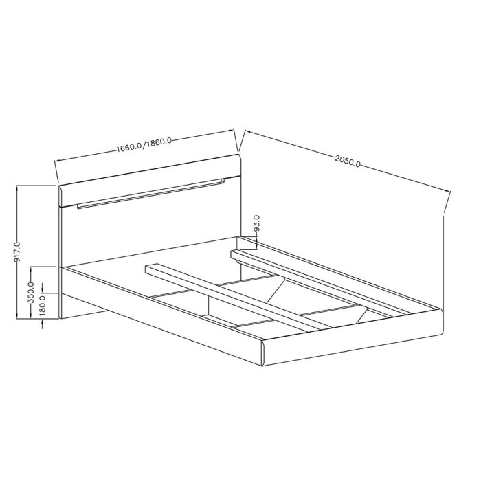 Ensemble Lit 160x200 plus 2 Chevets. Collection LUCIA. Couleur gris et chêne.