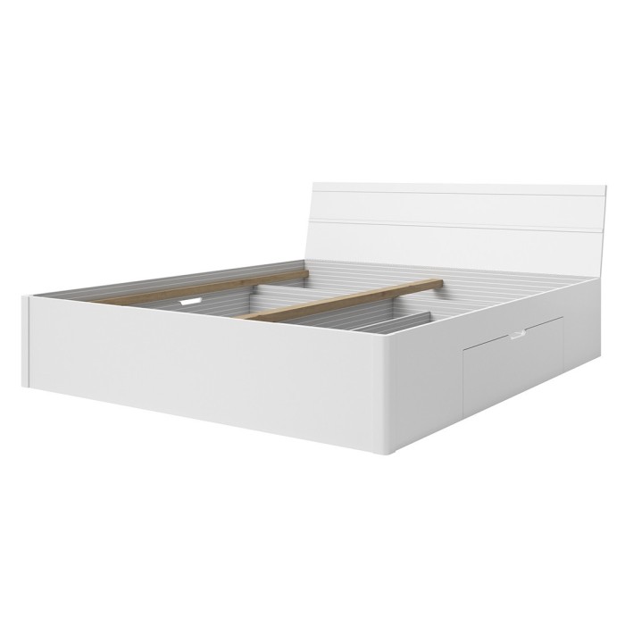 Ensemble Lit 160x200 et Chevets collection EOS. Couleur blanc mat