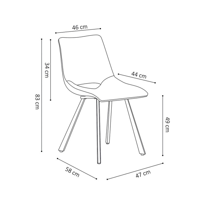Chaises de salle à manger en cuir PU noir MIMI