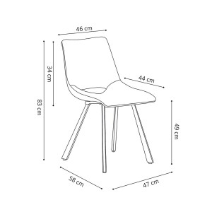 Chaises de salle à manger en cuir PU noir MIMI